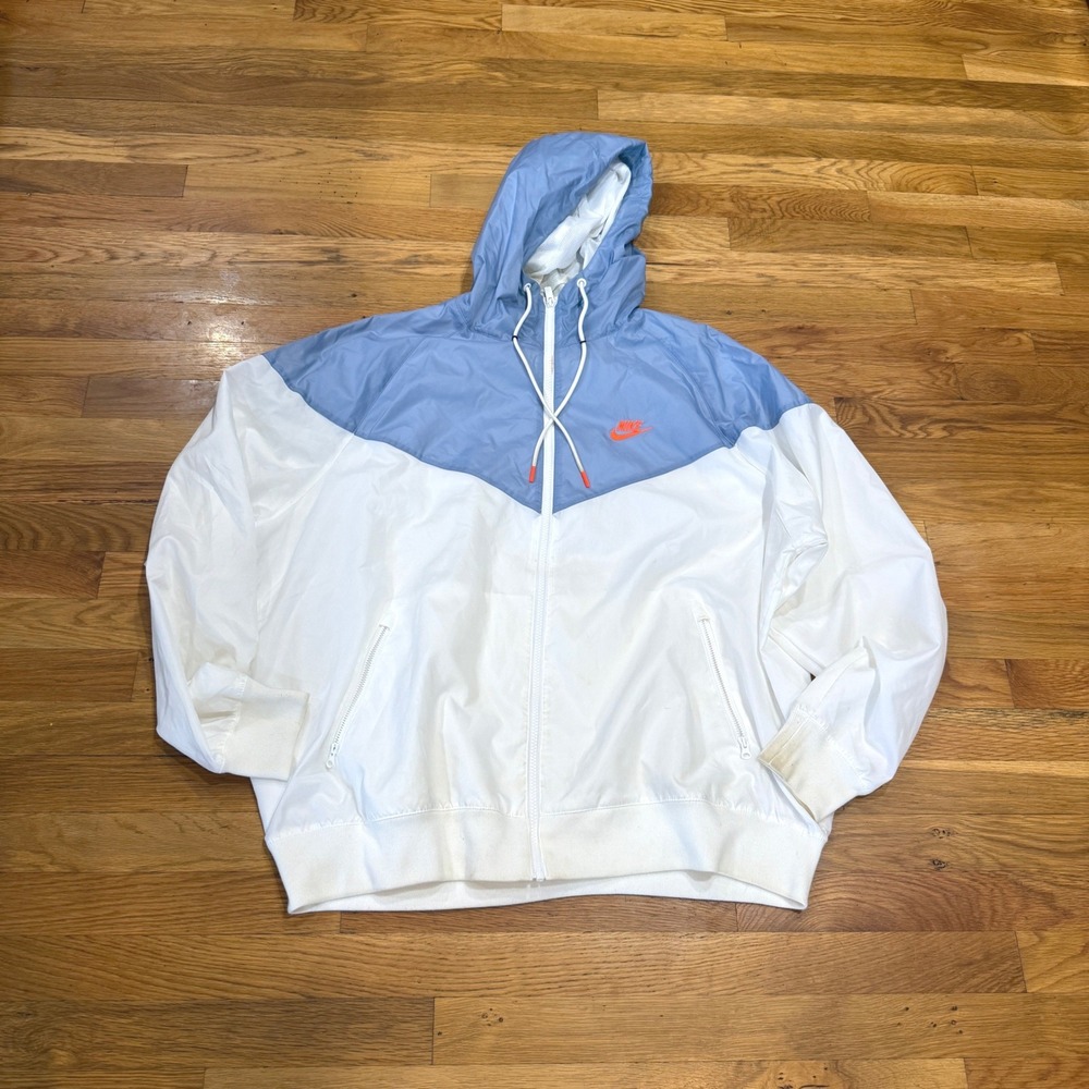 Nike Sportswear Windrunner Hooded Windbreaker Jacket Blue White XL AR2191-105